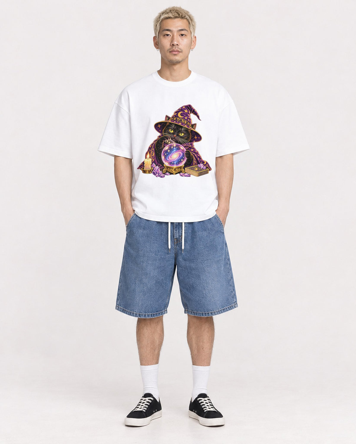Mockup Boxy Heavyweight Tee White male full-body 33