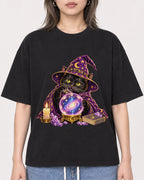 Mockup Boxy Heavyweight Tee Black female close-up 33