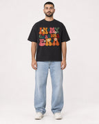 Mockup Boxy Heavyweight Tee Black male full-body 37