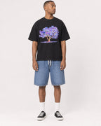 Mockup Boxy Heavyweight Tee Black male full-body 35