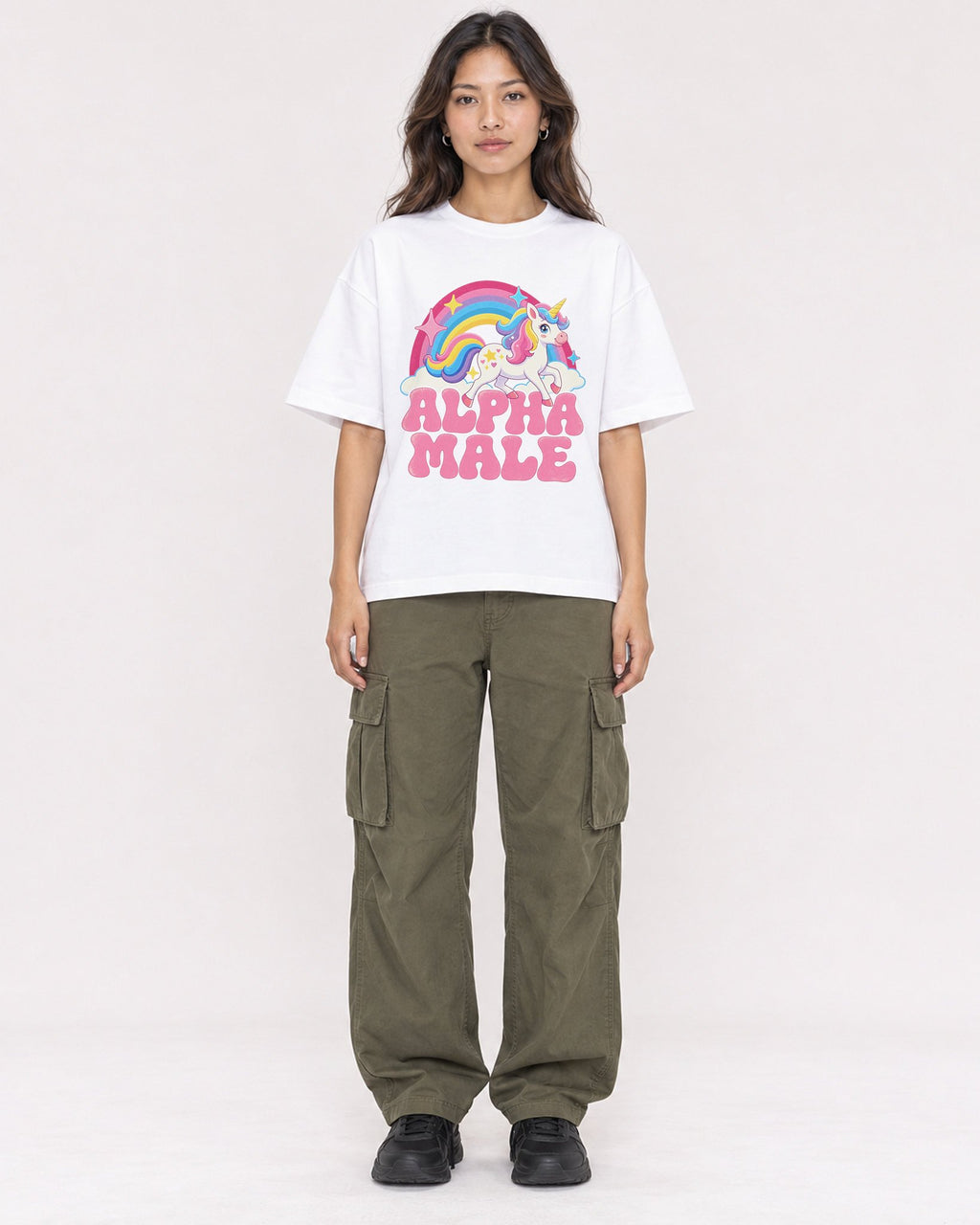 Mockup Boxy Heavyweight Tee White female full-body 02