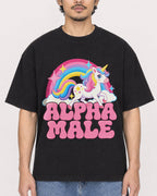 Mockup Boxy Heavyweight Tee Black male close-up 02