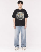 Mockup Boxy Heavyweight Tee Black male full-body 01