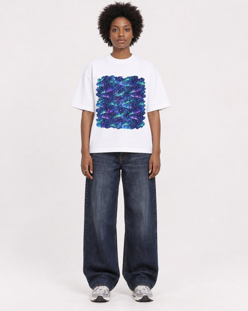 Mockup Boxy Heavyweight Tee White female full-body 14