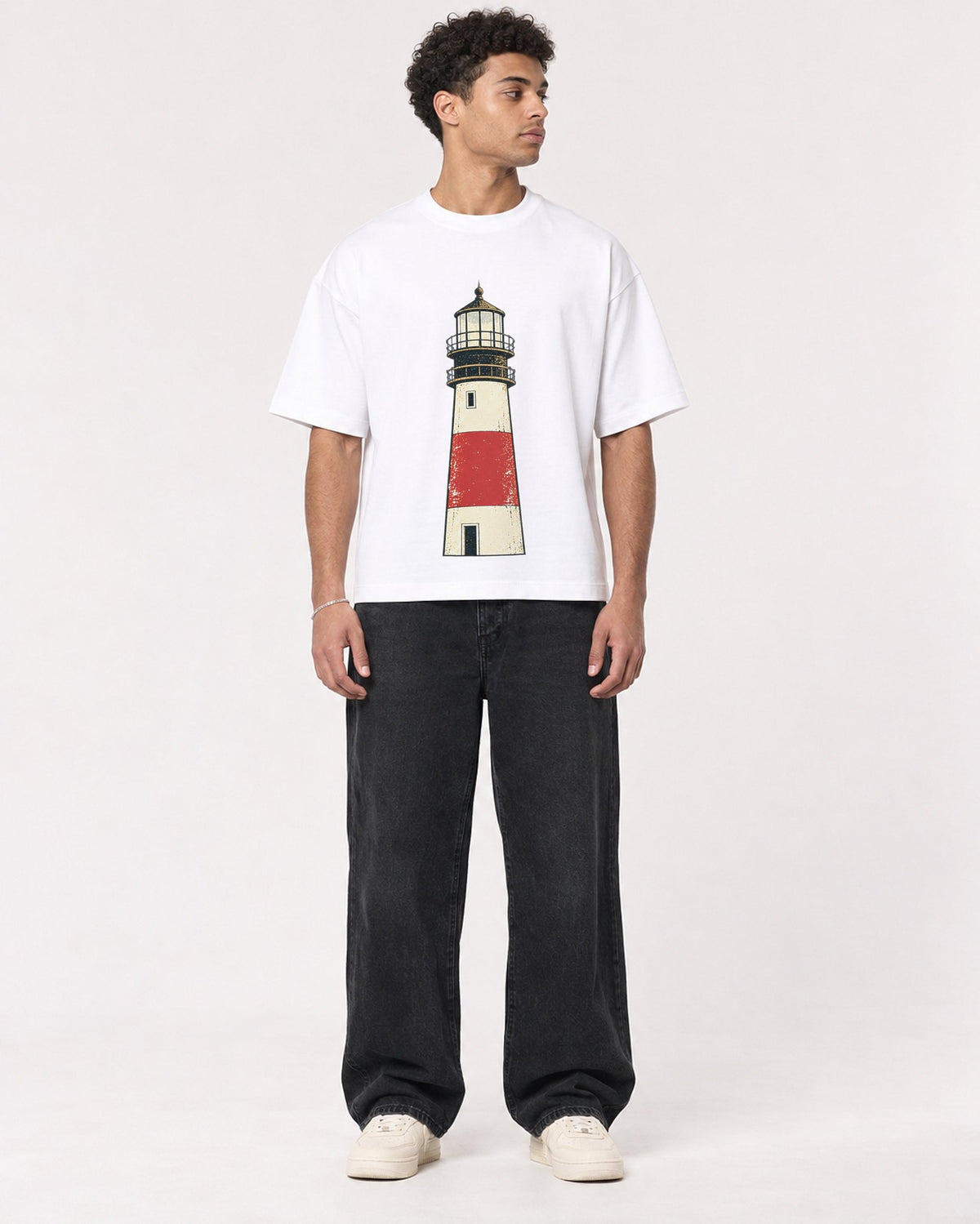 Mockup Boxy Heavyweight Tee White male full-body 10
