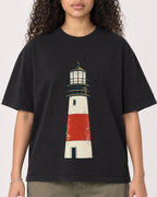 Mockup Boxy Heavyweight Tee Black female close-up 10