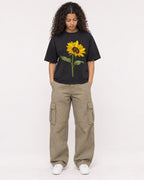 Mockup Boxy Heavyweight Tee Black female full-body 10
