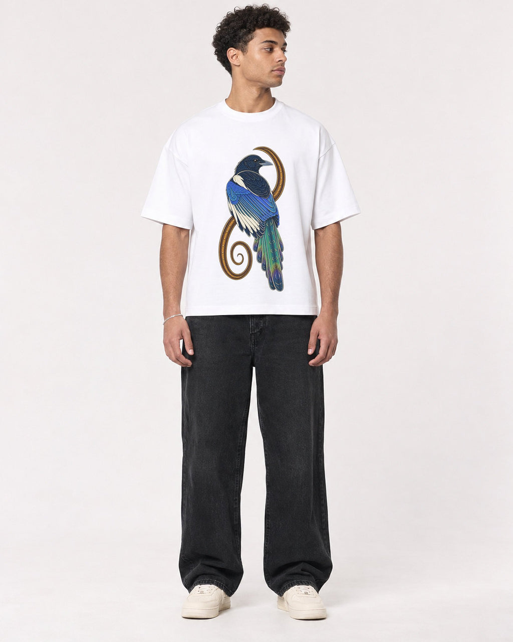 Mockup Boxy Heavyweight Tee White male full-body 10