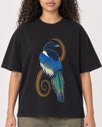 Mockup Boxy Heavyweight Tee Black female close-up 10