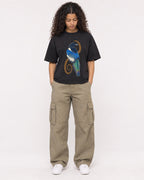 Mockup Boxy Heavyweight Tee Black female full-body 10