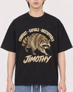 Mockup Boxy Heavyweight Tee Black male close-up 11