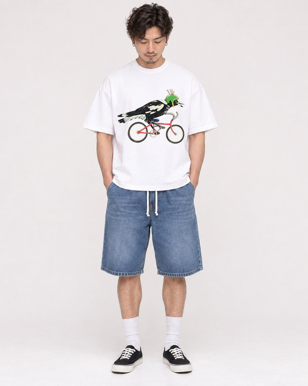 Mockup Boxy Heavyweight Tee White male full-body 03