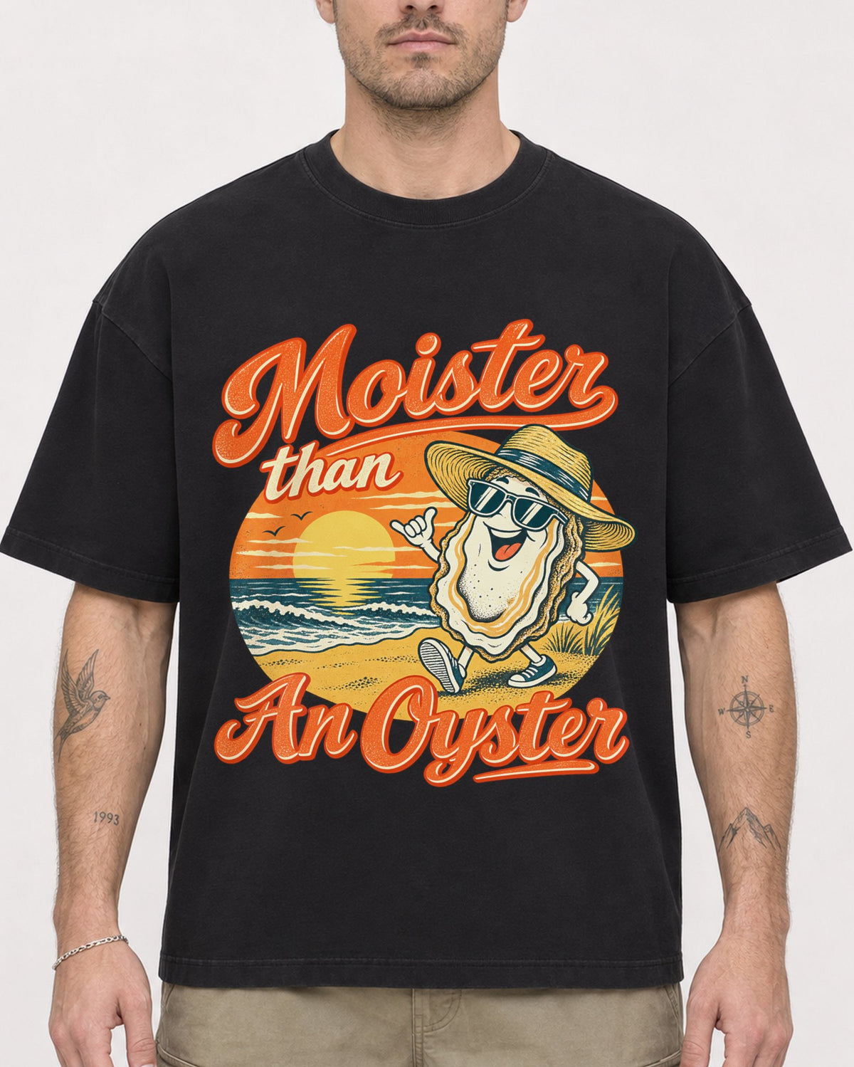 Mockup Boxy Heavyweight Tee Black male close-up 48