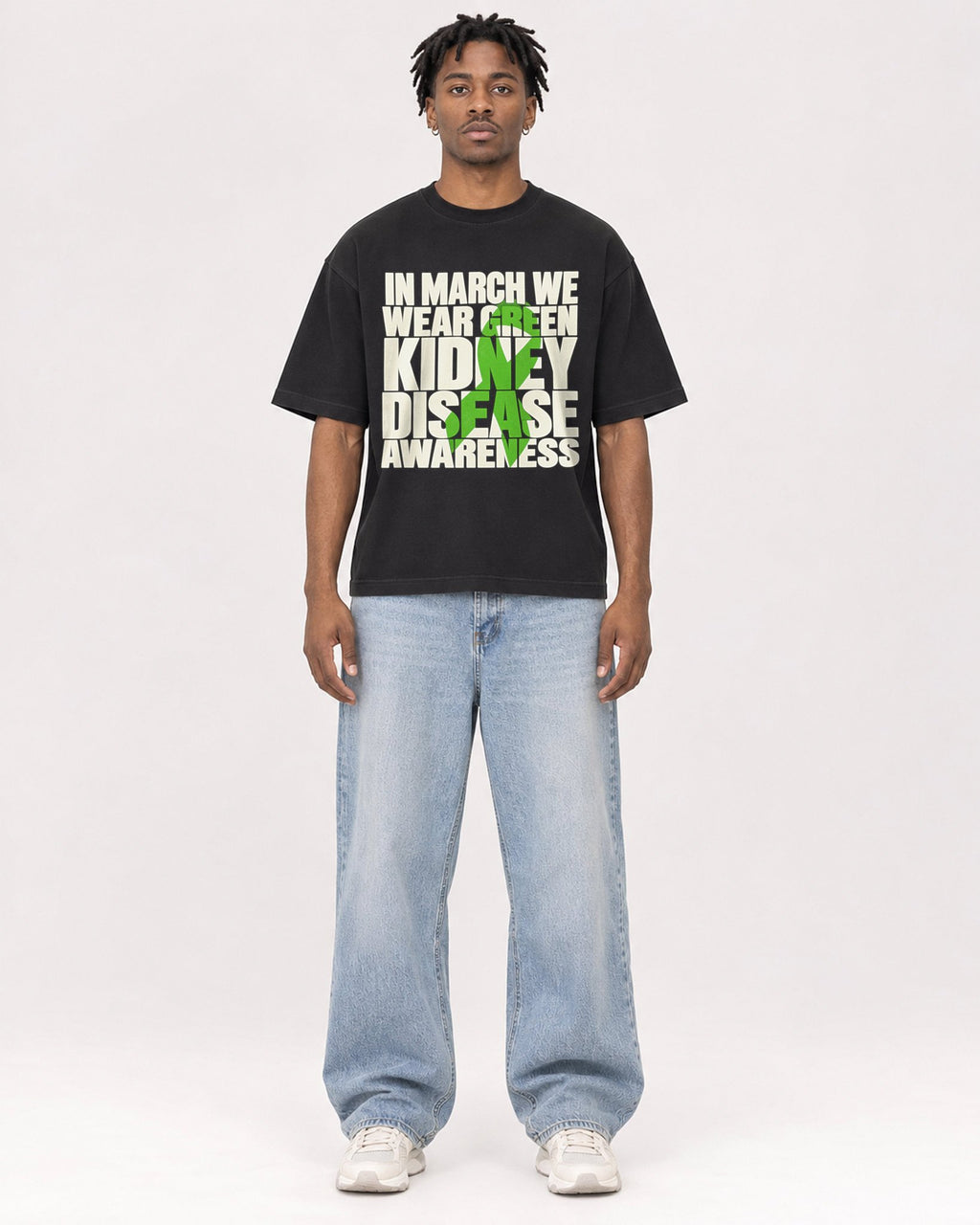 Mockup Boxy Heavyweight Tee Black male full-body 05