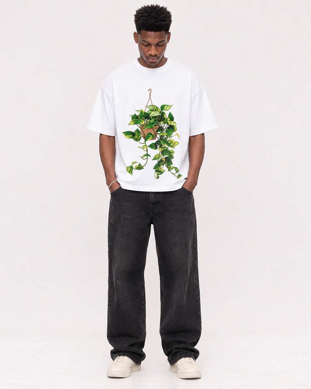 Mockup Boxy Heavyweight Tee White male full-body 15