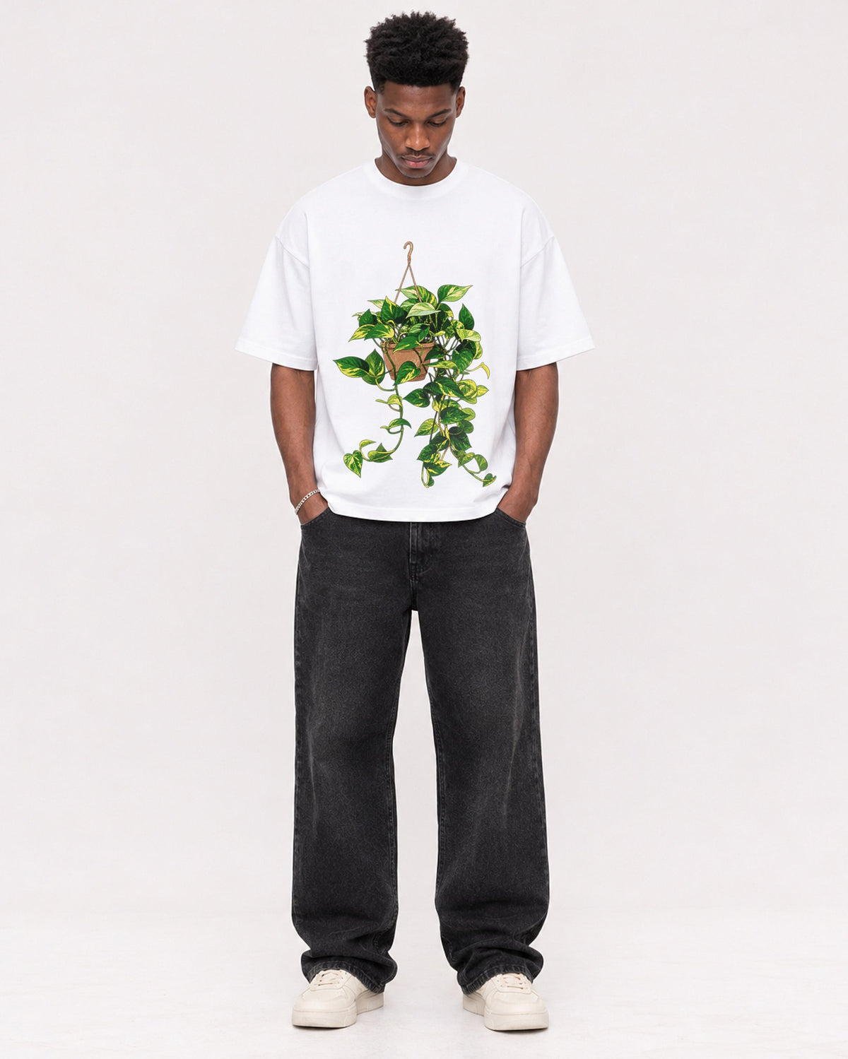Mockup Boxy Heavyweight Tee White male full-body 15