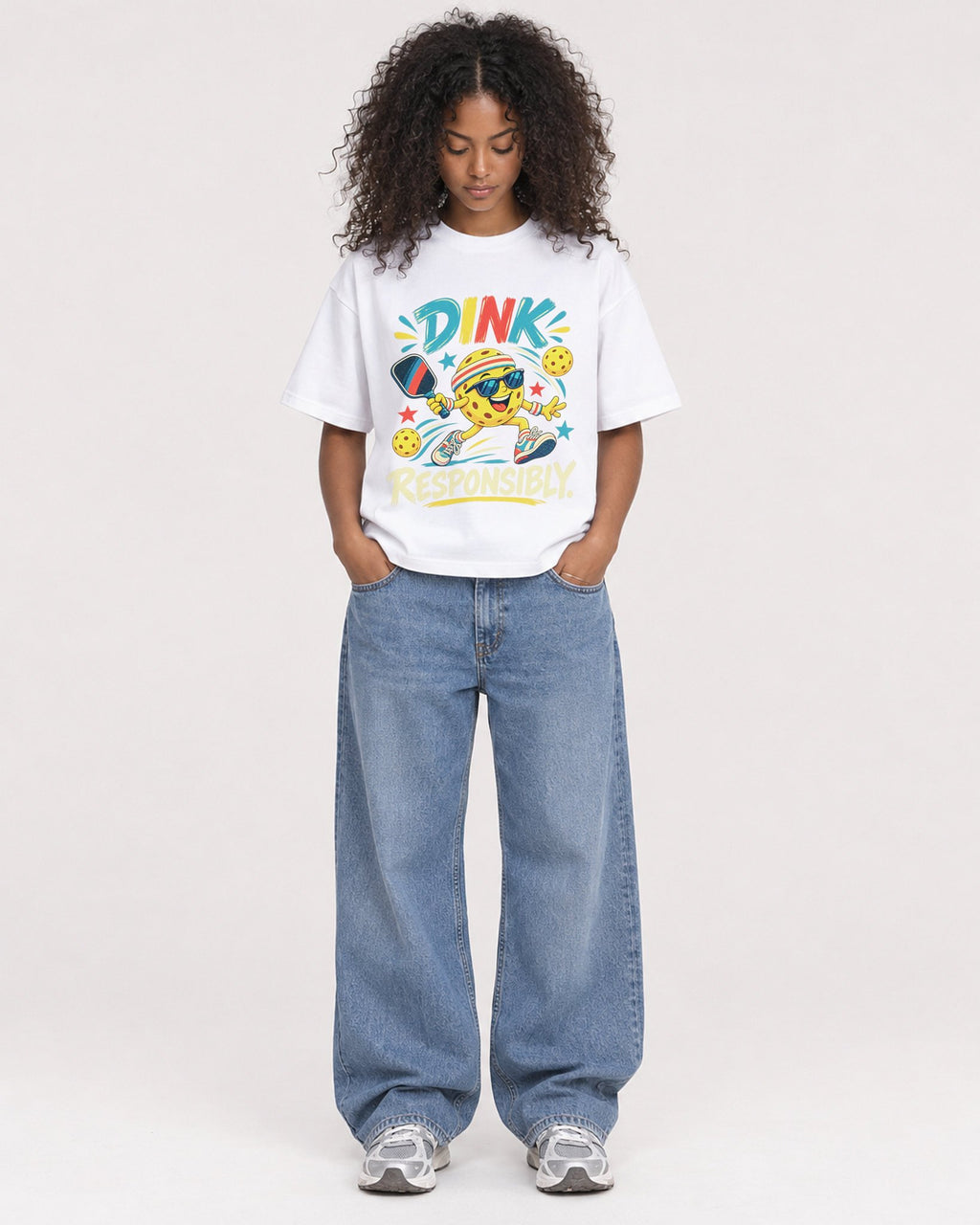 Mockup Boxy Heavyweight Tee White female full-body 05