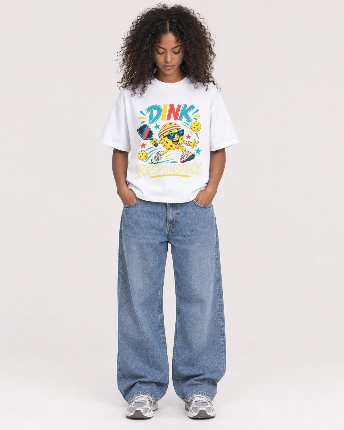 Mockup Boxy Heavyweight Tee White female full-body 05