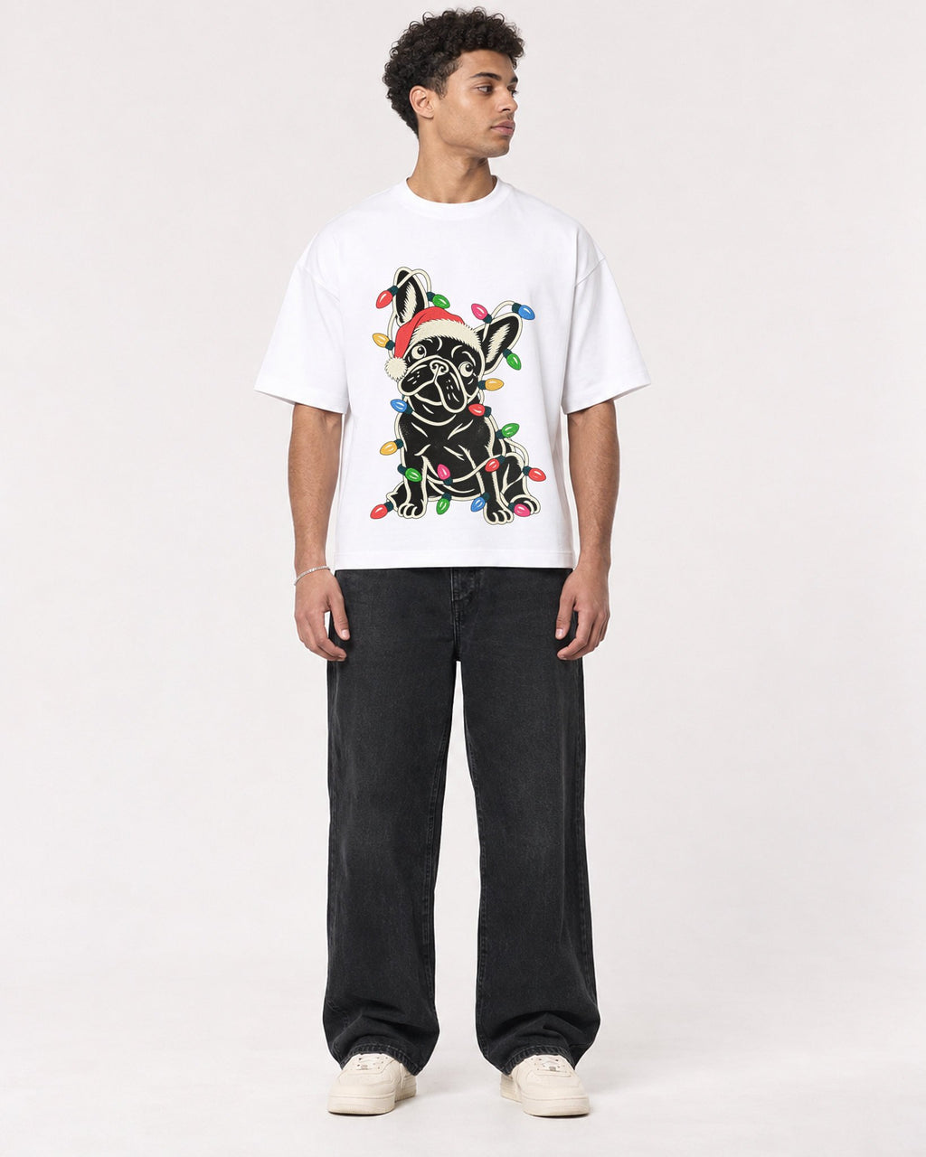 Mockup Boxy Heavyweight Tee White male full-body 10