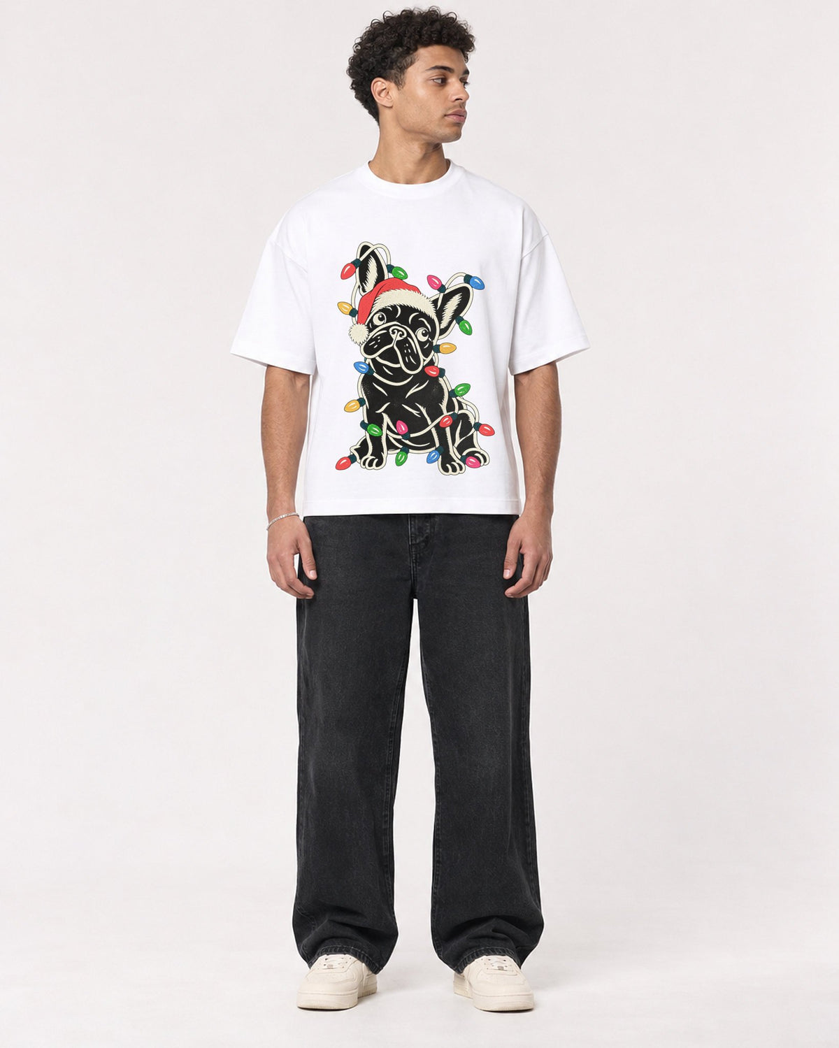 Mockup Boxy Heavyweight Tee White male full-body 10