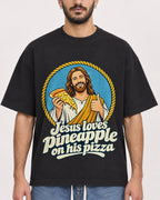 Mockup Boxy Heavyweight Tee Black male close-up 07