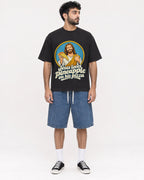 Mockup Boxy Heavyweight Tee Black male full-body 07