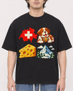 Mockup Boxy Heavyweight Tee Black male close-up 03