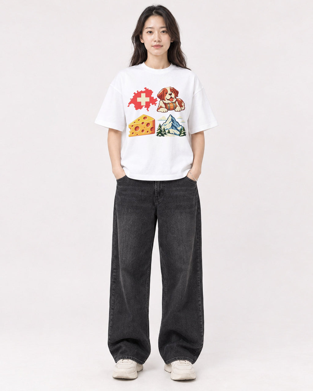 Mockup Boxy Heavyweight Tee White female full-body 03
