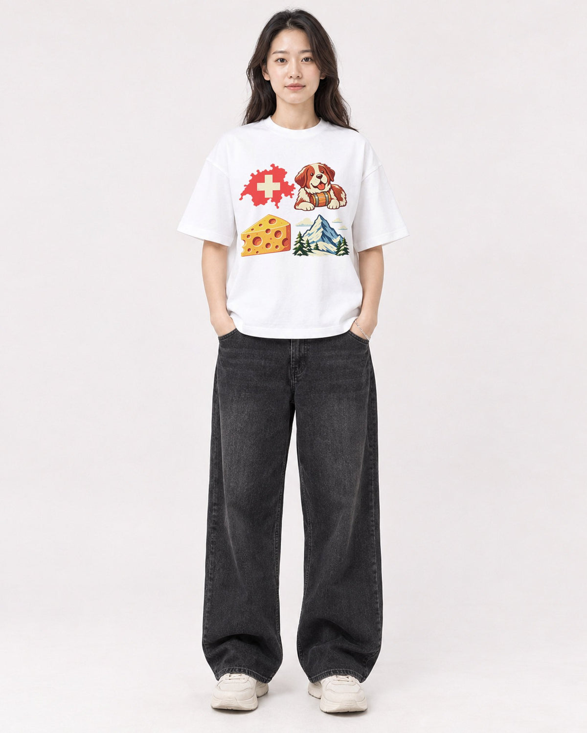 Mockup Boxy Heavyweight Tee White female full-body 03