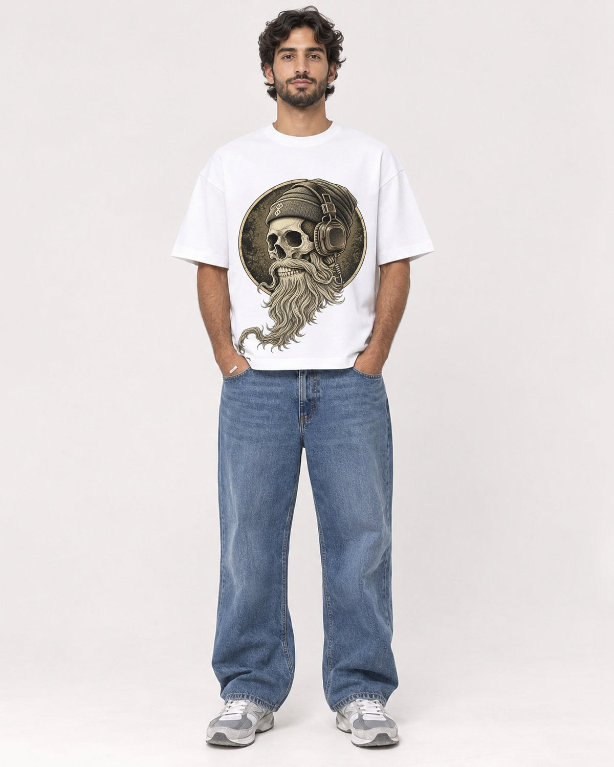 Mockup Boxy Heavyweight Tee White male full-body 17