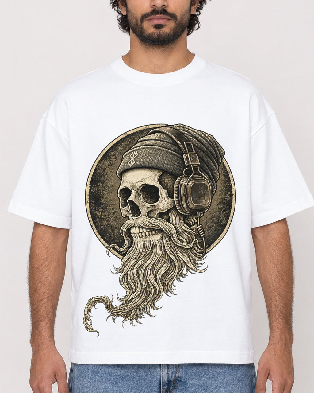 Mockup Boxy Heavyweight Tee White male close-up 17