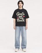 Mockup Boxy Heavyweight Tee Black male full-body 41