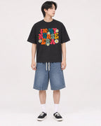Mockup Boxy Heavyweight Tee Black male full-body 11