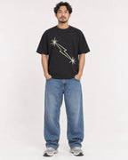 Mockup Boxy Heavyweight Tee Black male full-body 02