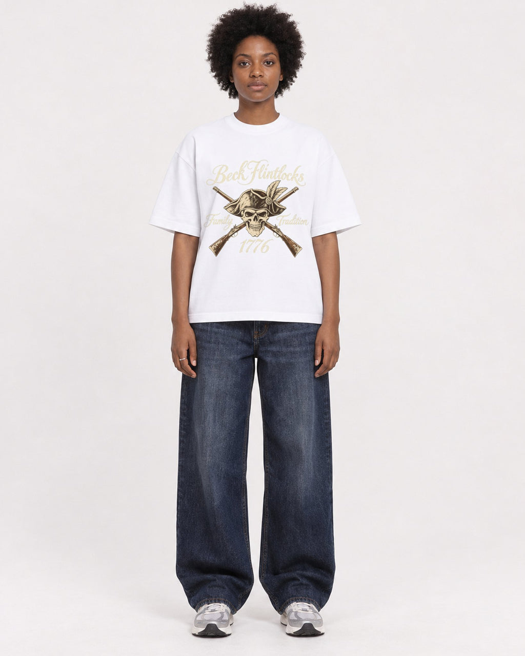 Mockup Boxy Heavyweight Tee White female full-body 14