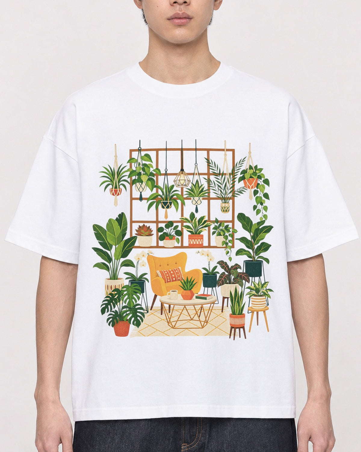 Mockup Boxy Heavyweight Tee White male close-up 01