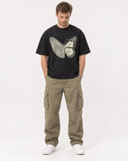 Mockup Boxy Heavyweight Tee Black male full-body 08