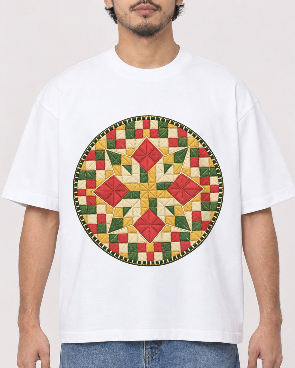 Mockup Boxy Heavyweight Tee White male close-up 02