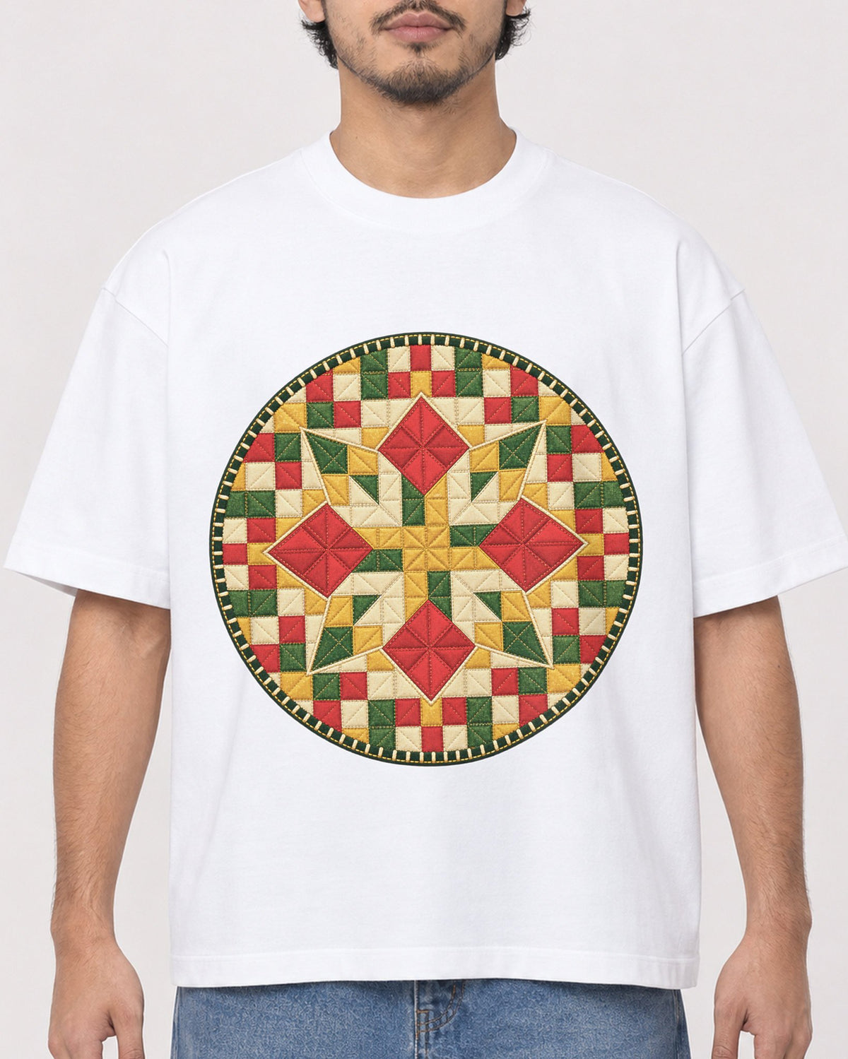Mockup Boxy Heavyweight Tee White male close-up 02