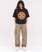 Mockup Boxy Heavyweight Tee Black female full-body 02