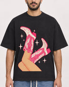 Mockup Boxy Heavyweight Tee Black male close-up 07