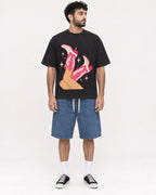 Mockup Boxy Heavyweight Tee Black male full-body 07