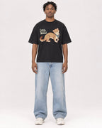 Mockup Boxy Heavyweight Tee Black male full-body 05