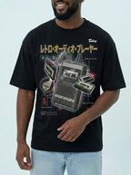 Retrowave Cassette Player Graphic Oversized Tee