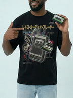 Retrowave Cassette Player Graphic Oversized Tee