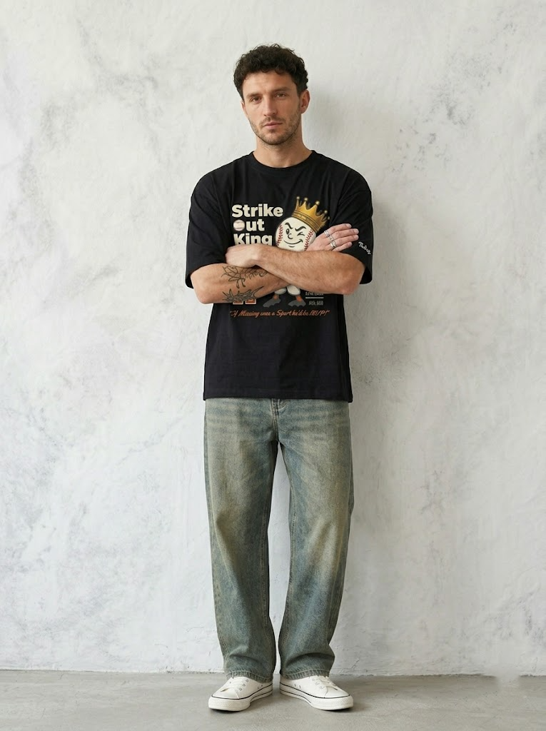"Strike Out King" Oversized Graphic Tee