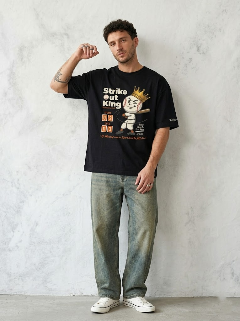"Strike Out King" Oversized Graphic Tee