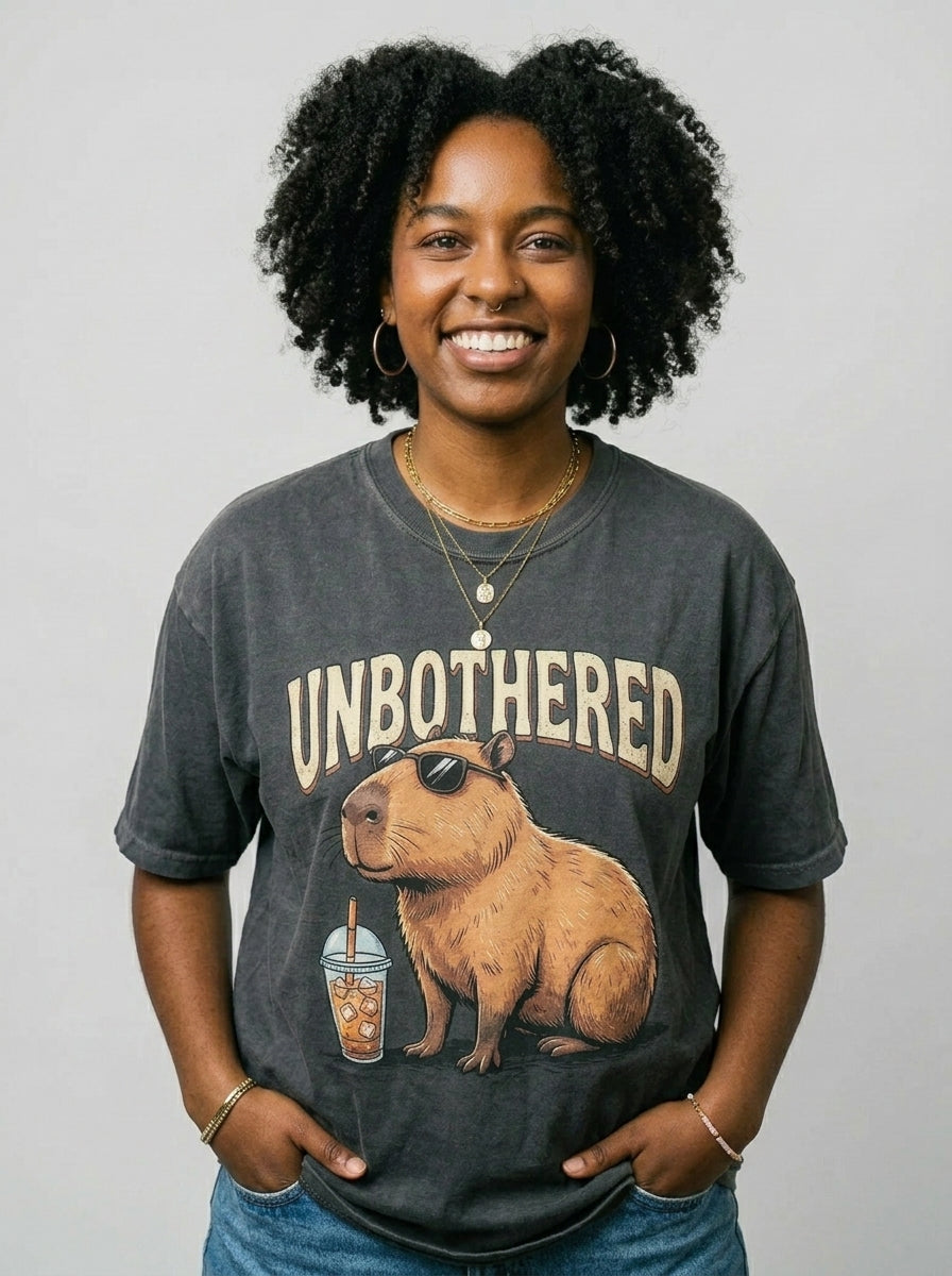 The "Unbothered" Capybara Vintage Wash Tee