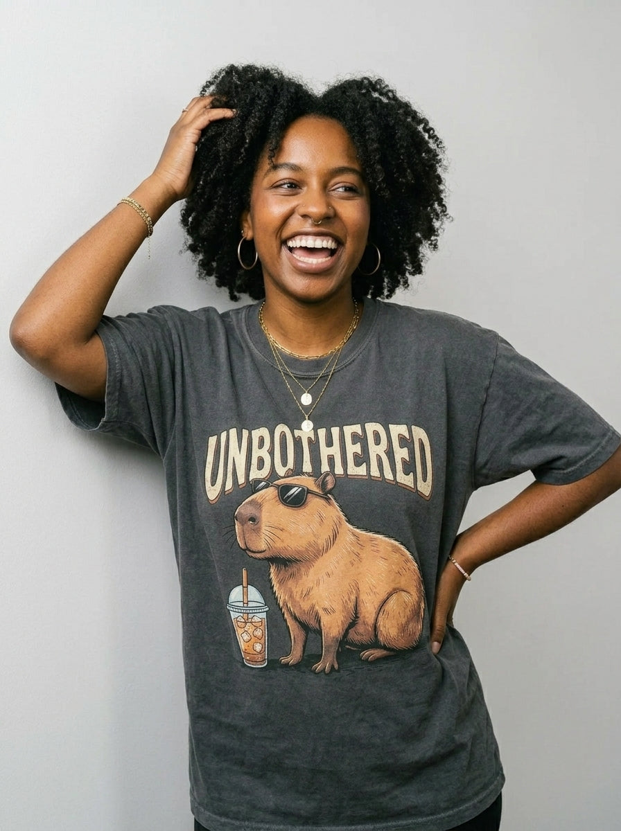 The "Unbothered" Capybara Vintage Wash Tee