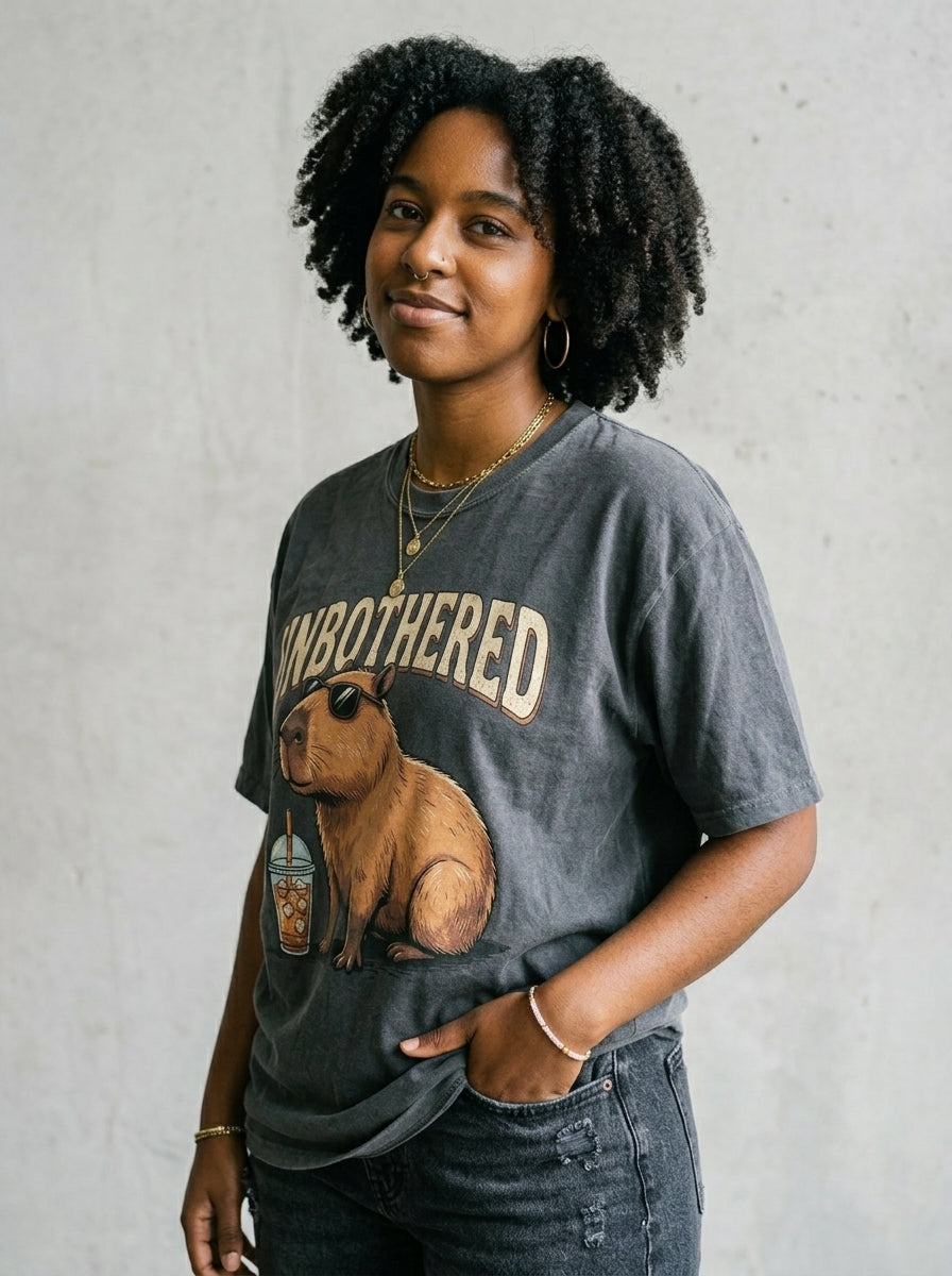 The "Unbothered" Capybara Vintage Wash Tee